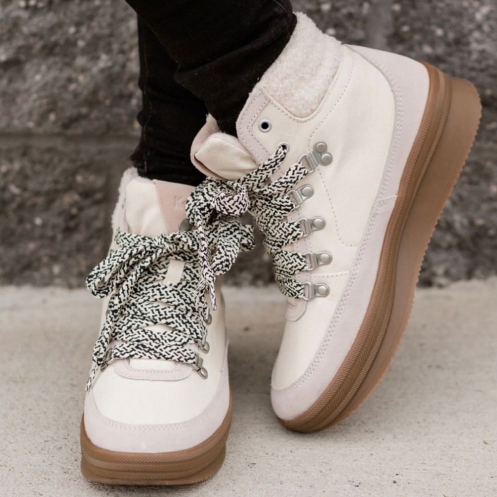 NWOT Keds Luxe Leather w/ Faux Shearling and Thinsulate Midland Wedge Msrp $130